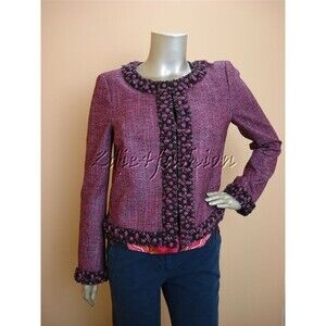 $2980 NWT ESCADA Purple Trim Tweed Boucle Jacket 8